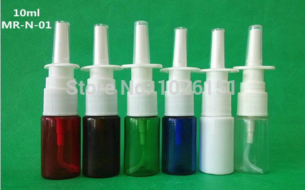 

100+5 Sets/lot 10ml plastic Nasal Spray Pumps bottle, 10cc PE Nasal Atomizers, 1/3oz Oral Spray Applicators (6 colors to choose)