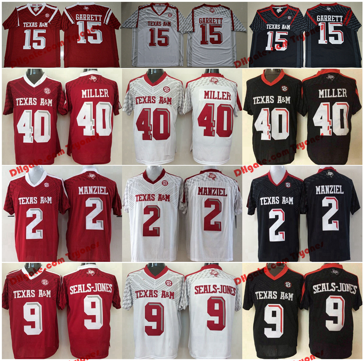 

2017 Texas A& Aggies College Football Jerseys 15 Myles Garrett 2 Johnny Manziel 9 Ricky Seals-Jones 40 Von Miller Stitched Jerseys, Black