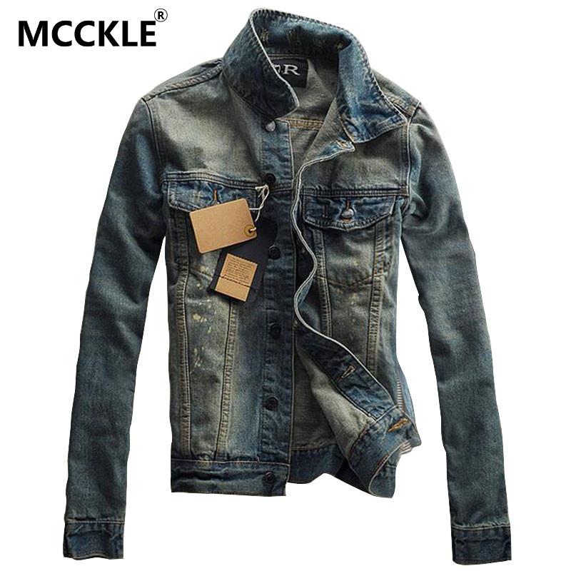 Wholesale- Vintage Mens Ripped Denim Jacket Brand Designer Fashion Washed Slim Fit Jean Jackets For Man Turn Down Collar Casual Veste Homme