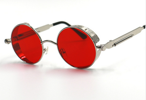

Round sunglasses Metal Sunglasses Steampunk Men Women Fashion Glasses Brand Designer Retro Vintage Sunglasses UV400 22 selection of color, White;black
