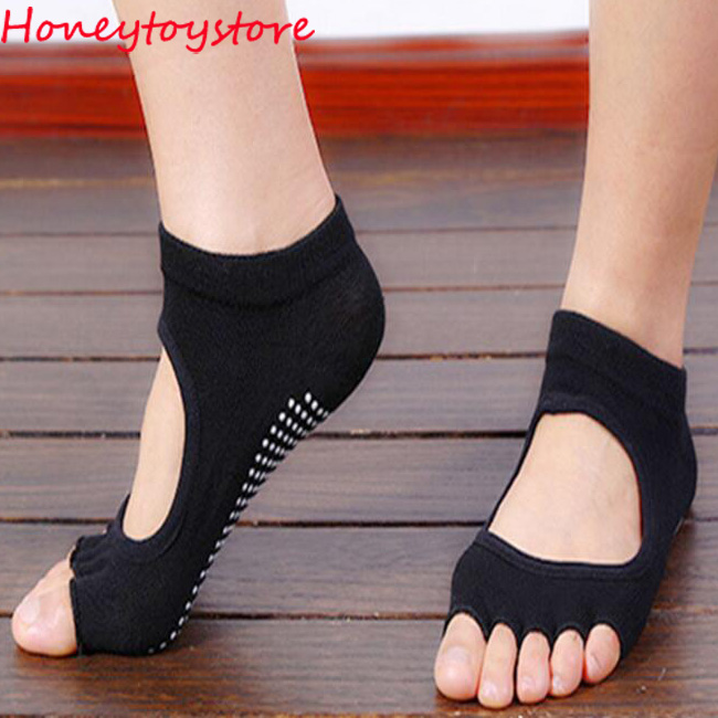 

50pairs Half Five Fingers Cotton Half Toe Yoga Socks Non-Slip Peep Anti-Slip Ankle Grip Durable Open Sock, As picture