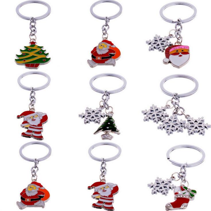 

Free ship Santa Claus Christmas Tree Snowman Keychain Drops Metal Pendant Gifts KR010 Keychains mix order 20 pieces a lot