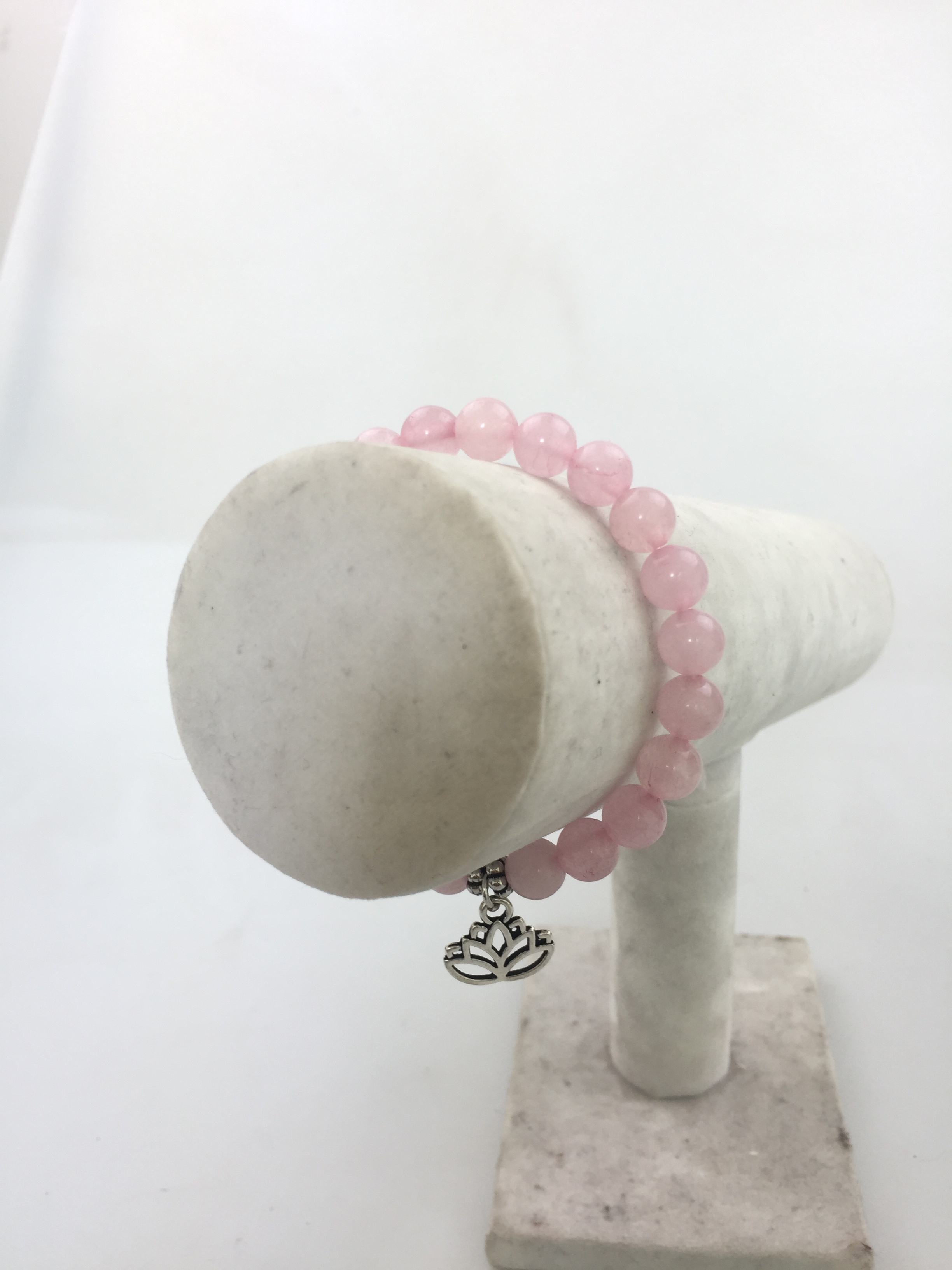mxr0275 8MM Bracelet en quartz rose Bracelets Lotus Bracelet en perles Rose Quartz pendentif Lotus bracelet mala bracelet perles Bracelets fantai