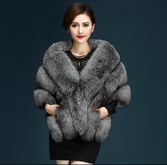 2016 Latest Winter Faux Fur Coats luxury fox fur imitation mink poncho bridal wedding dress shawl cape women vest coat
