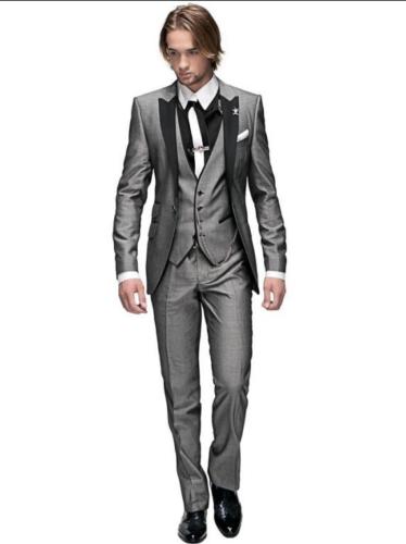 

Peak Lapel Best Man Suit Grey Groomsman Men's WeddingProm Suits Groom Tuxedos 3 (jacket + pants + vest) custom, Army green