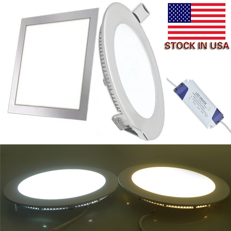 

Square Round 9W 12W 15W 18W 21W Dimmable Led Slim Panel Lights Recessed Downlights 4" 5" 6" 7" 8" AC 110-240V + Drivers