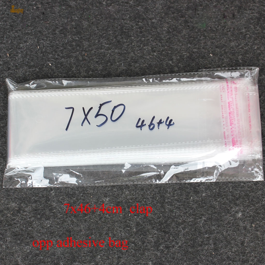 200xsize: 7x50cm ( 46+4cm clap) clear OPP self adhesive packaging bags for umbrella , tube, poles, pencil, oil pens rod-image-401715388