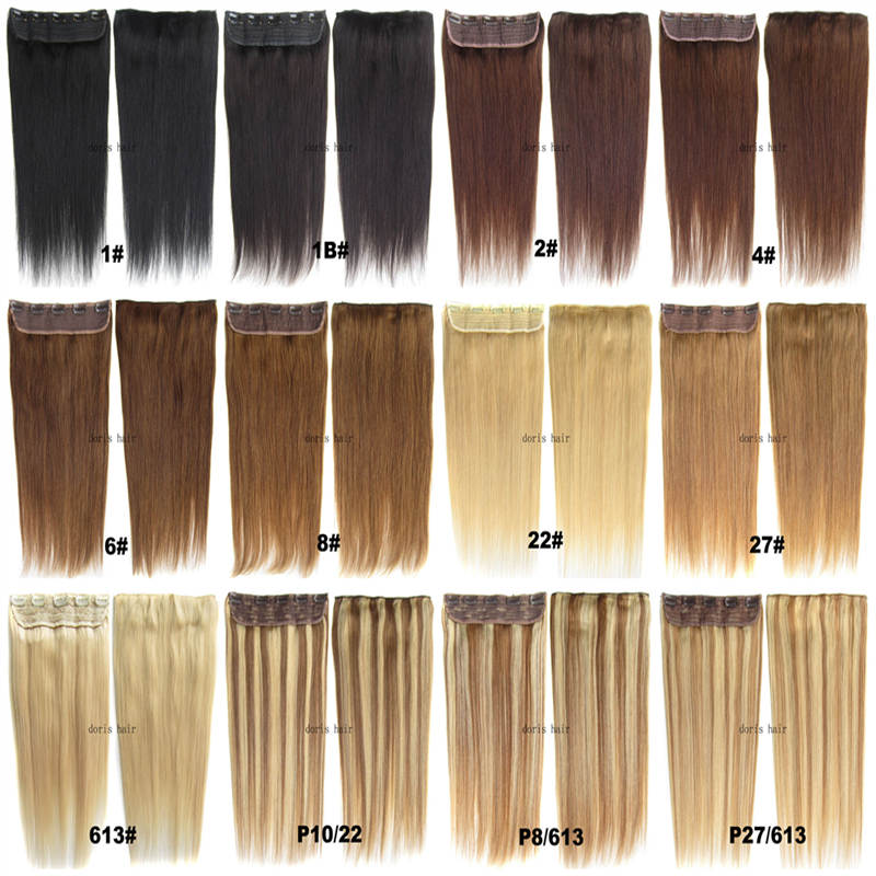 

Free DHL Indian Remy Clip in Human Hair Extensions straight 105g with Lace for full head blond black brown color