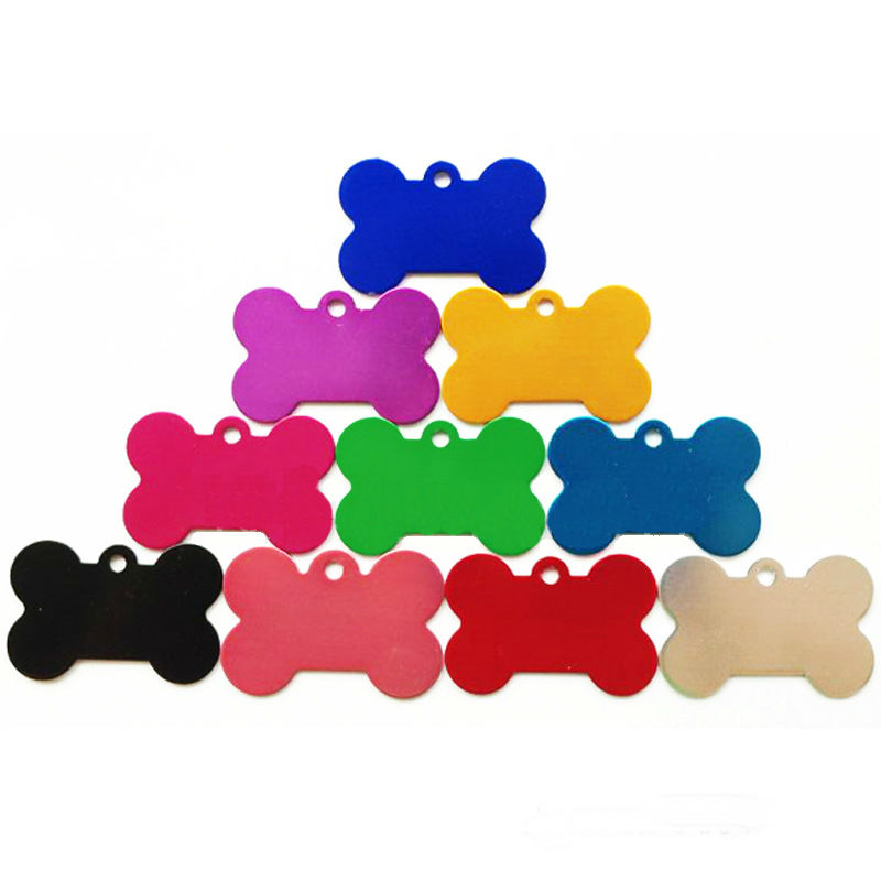 

100pcs/lot Custom Personalized Engraved Pet ID Tag Bone Paw 6 Shapes Identification Dog Cat Charm Double Sided Tag