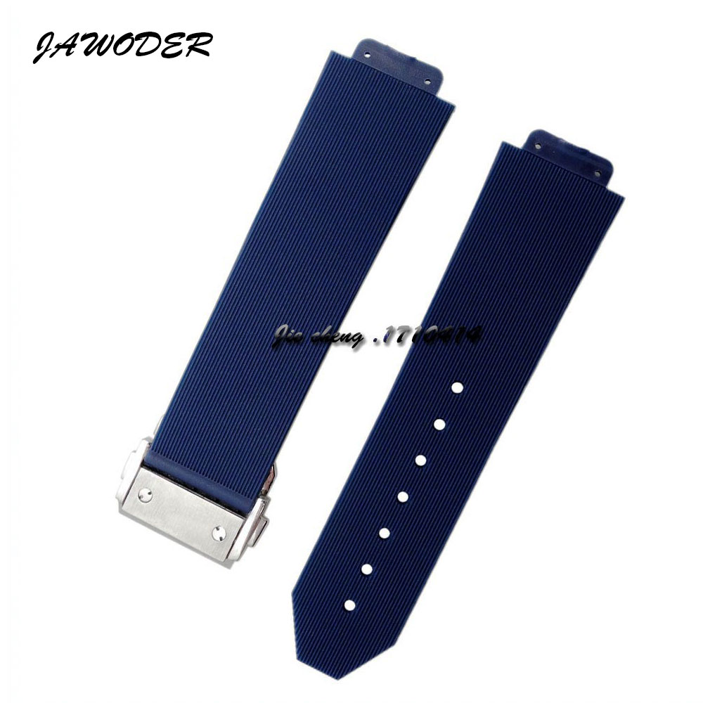 

JAWODER Watchband 23mm/26mm Men/women Stainless steel deployment clasp Blue Diving Silicone Rubber Watch Band Strap for HUB Big Bang