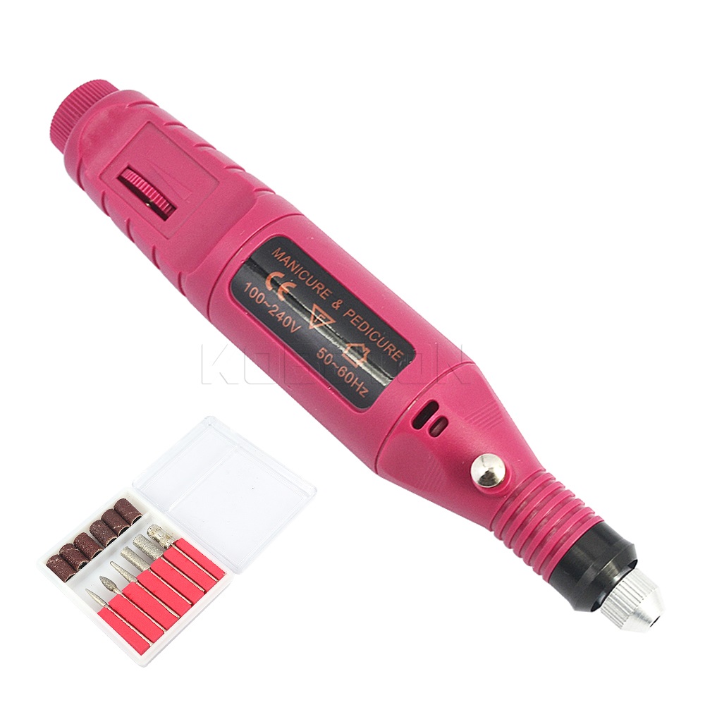 

Wholesale- 1set 6bits Power Drill Professional Electric Manicure Machine Nail Drill Pen Pedicure File Polish Shape Tool Nail Art Feet Care