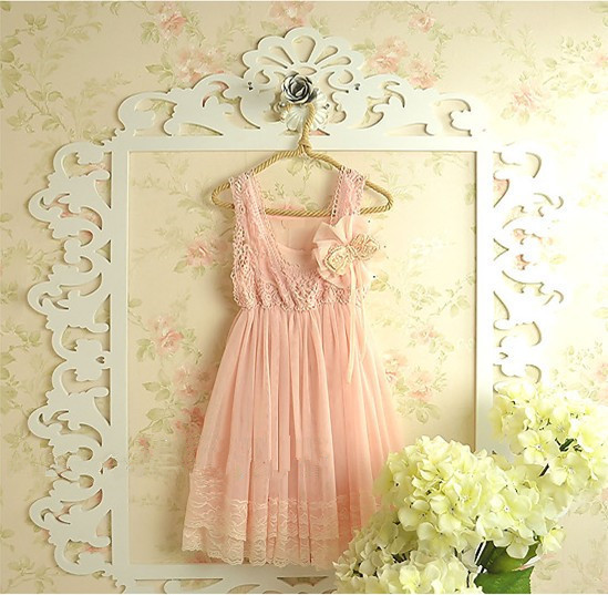 

2 to 6 years Girls new summer lace princess dresses, kids retail clothes hot sell clothing, R1ES12DS-23, Beige