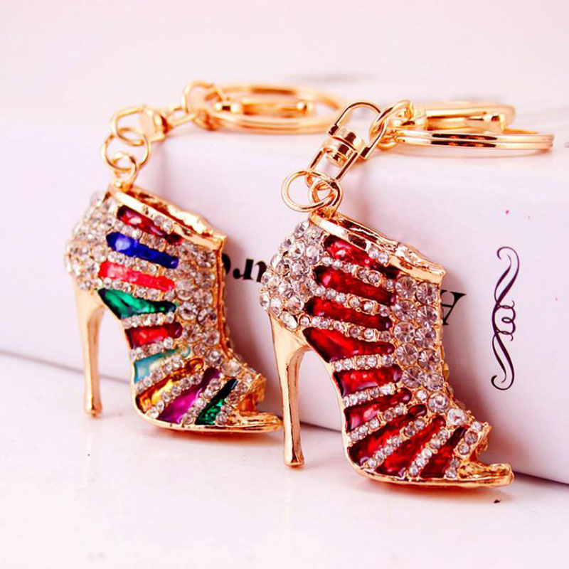 

High Heels Shoes Crystal Rhinestone Keychains Creative Key Holder Purse Bag Car Decorations Christmas Gift Keychains 2017 new key chain
