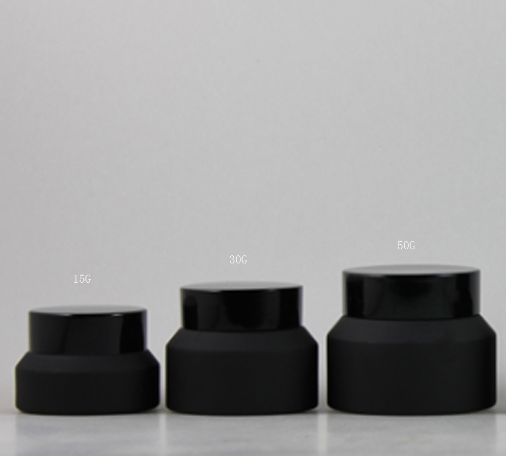 

New Design 20 x 15G 30G 50G Frost Glass Cream Jar With Black Lids white Seal Container Cosmetic Packaging, 15G Glass Cream Pot