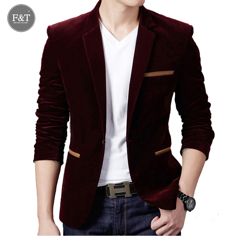 

Wholesale- [Asian Size]Brand Clothing Men Casual Blazers Spring Autumn Mens Slim Fit Blazer Jacket Men's Single ButtonWoolen Suit 2016 New, Wine