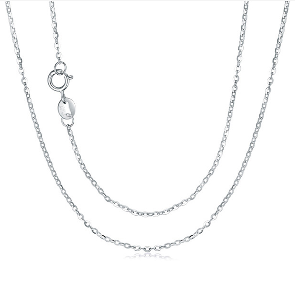 

Fine Jewelry 100% Solid 18K White Gold Chain Pure AU750 Genuine 18ct Necklace Rolo Chain for Women 1mm Width