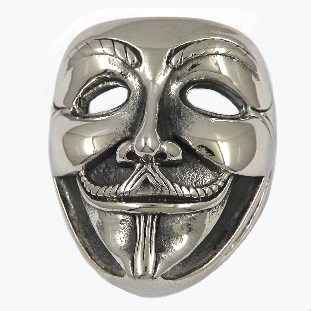 

FANSSTEEL STAINLESS STEEL mens or womens PUNK VINTAGE JEWELRY mask Ring SIGNET RING GIFT fsr12W49