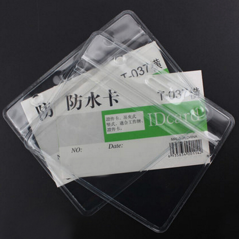 Fashion Clear 10 Pieces Badge Holder Soft Plastic Free Shipping Horizontal Style School Office ID Badge Holders Store Staff Card Free Shippi-image-396789834