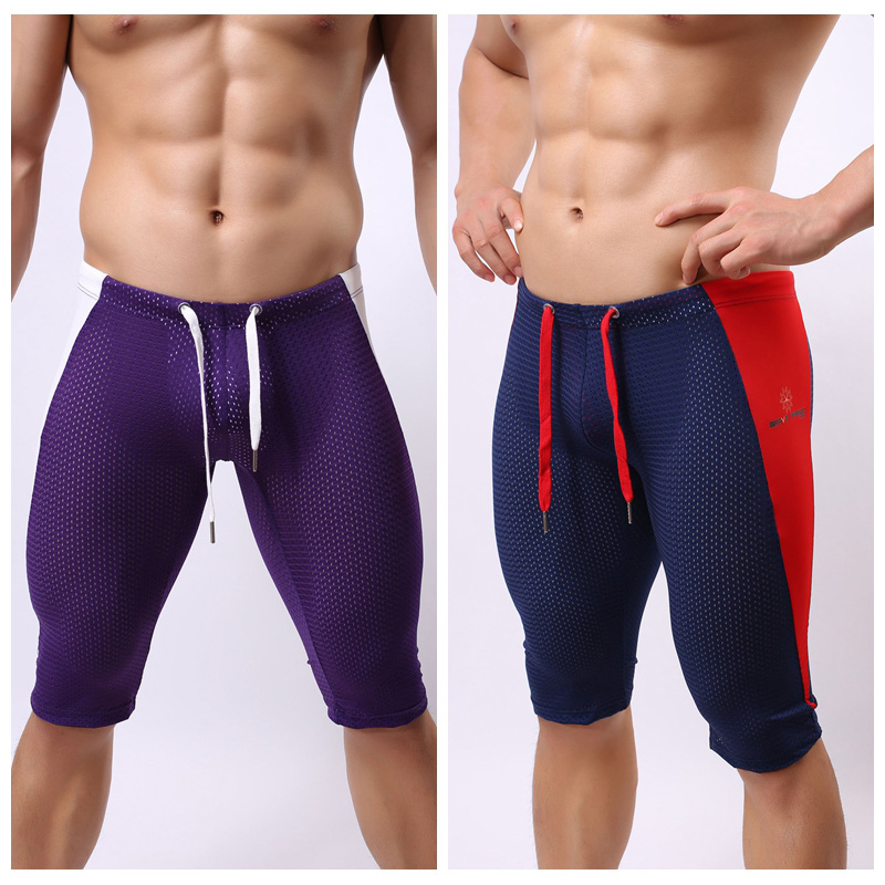 

New arrival male knee-length pants fitness low-waist breathable patchwork men body shaper