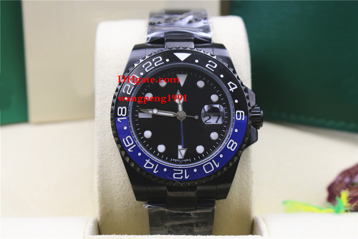 

Men watches 40MM 116710 stainless steel bracelet sapphire glass Black and blue border Black dial Men's automatic watch Wristwatches