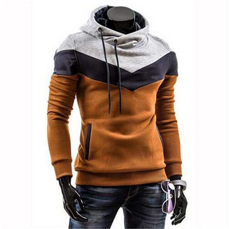 

Wholesale-2016 New Autumn Winter Mens Sweatshirt Casual Slim Fit Hooded Men Hoodies Sportswear Male Tracksuits Patchwork Fleece Jacket, Black