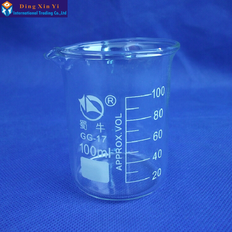

Wholesale- (4pieces/lot) SHUNIU Lab beaker 100ml,Glass beaker 100ml,Low form with graduation and spout Boro 3.3 Glass Chinese, As pic