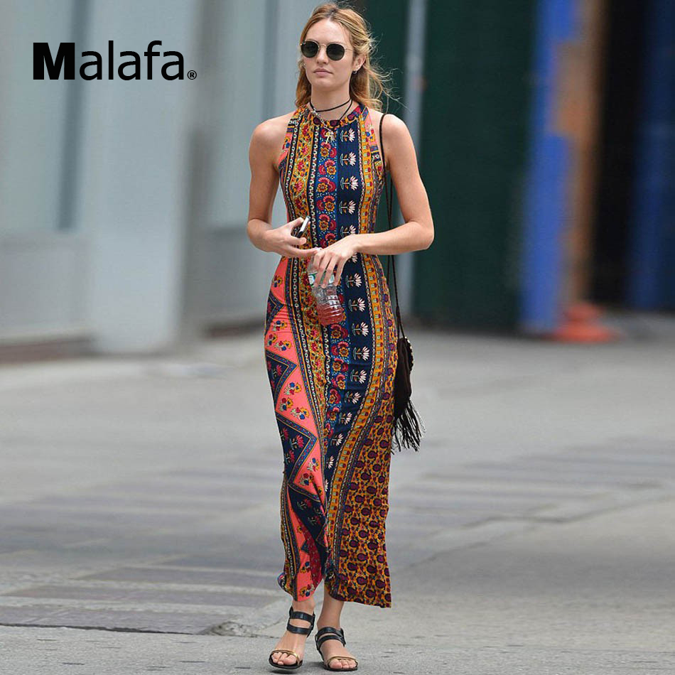 

Wholesale- Women Backless Bodycon Floral Print Retro Dress Sexy Summer african dresses for women Sheath Long Maxi Dress Ukraine Vestidos, Multi