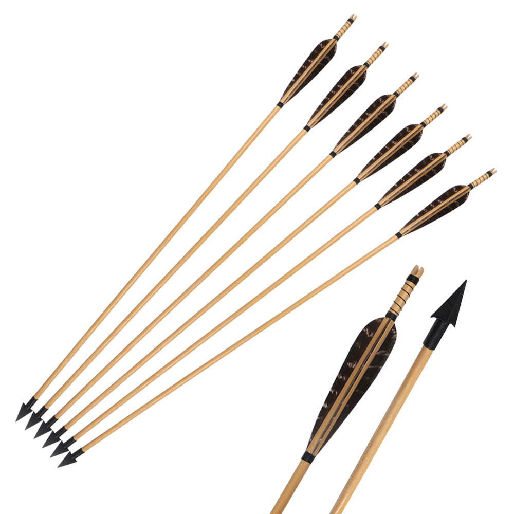 

Pheasant Feathers Wooden Arrows Archery Hunting Arrows with A-806 Broadhead 150grain for Recurve Bow or Longbow