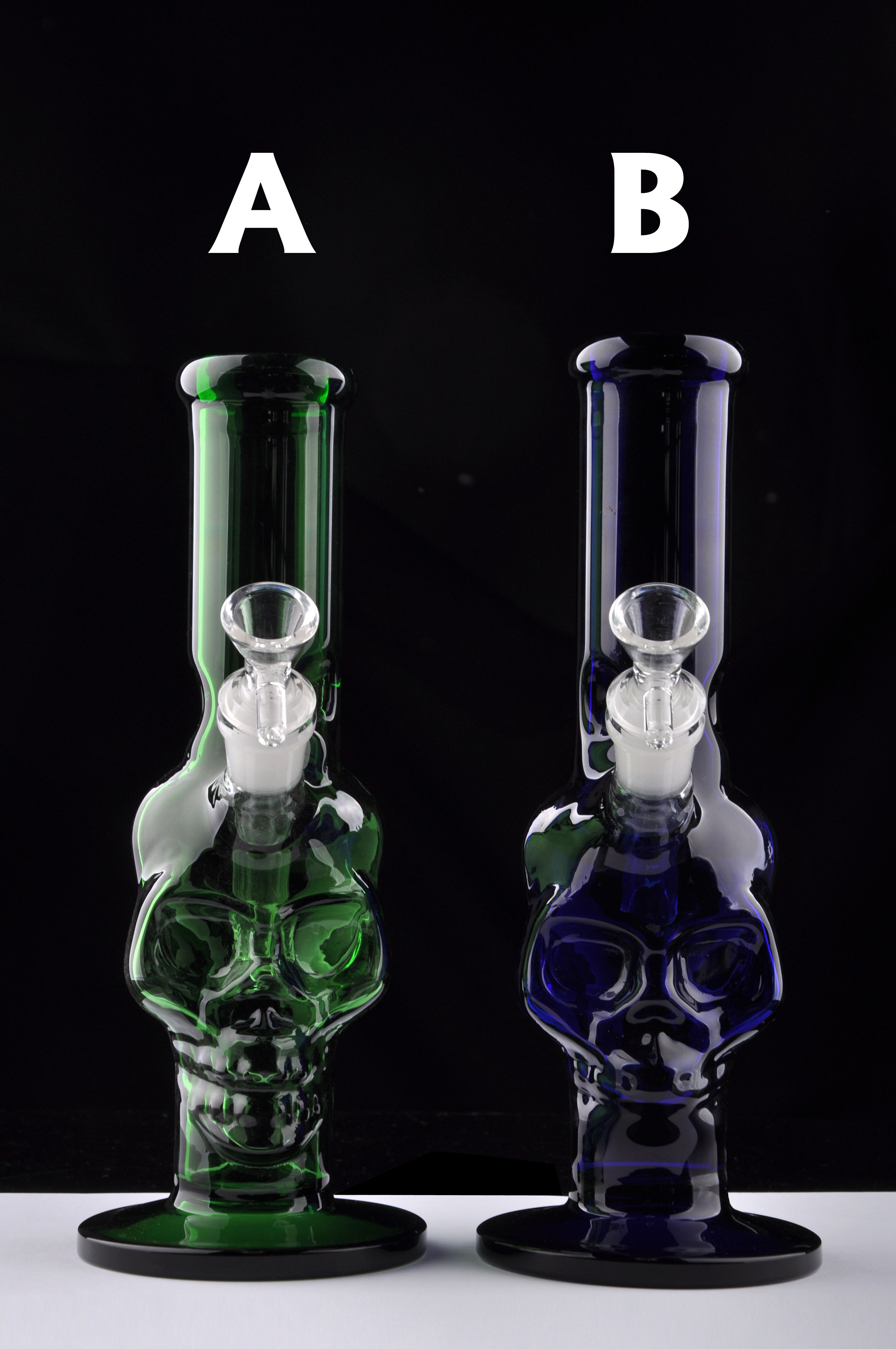 

New Recycler Oil Rig Glass Bongs Water Pipes Skull Hookah Funny Face Glass rigs bong hookah percolate green blue Free Shipping