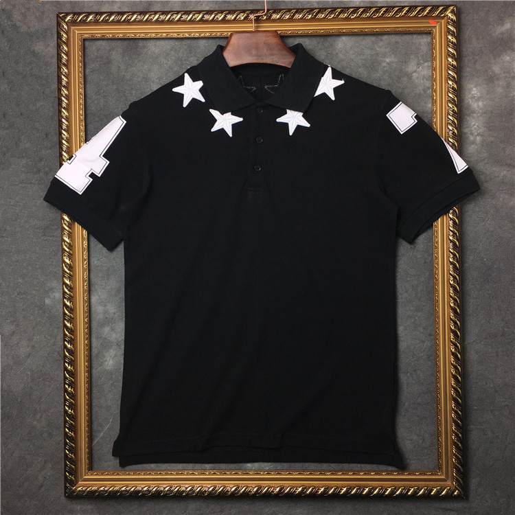 

21ss Luxury Europe mens t shirts Fashion clothing men short sleeve t-shirt embroidery 3D star neck turn-down collar polo cotton tee tops, White
