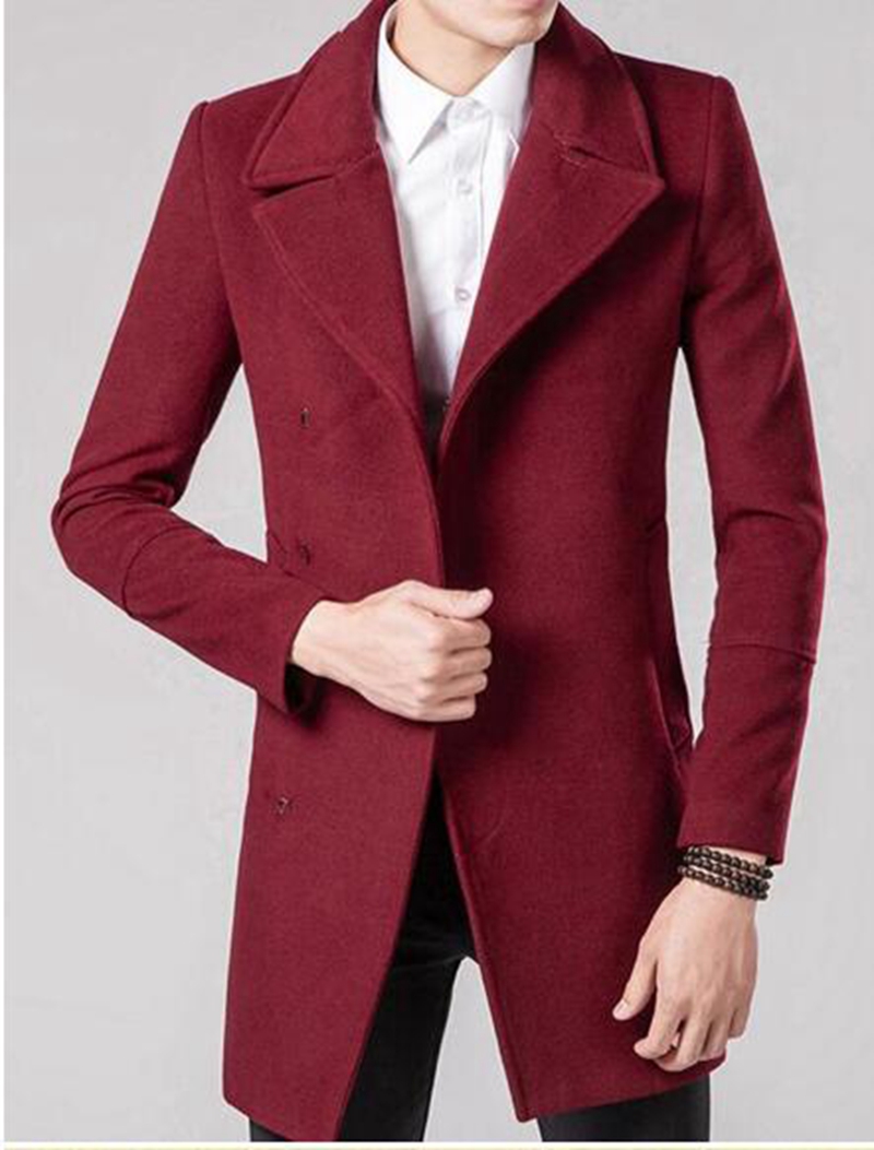 Men qiu dong han edition of the new trend of the leisure fashion trench coat lapel single-breasted cloth of England / M-2XL