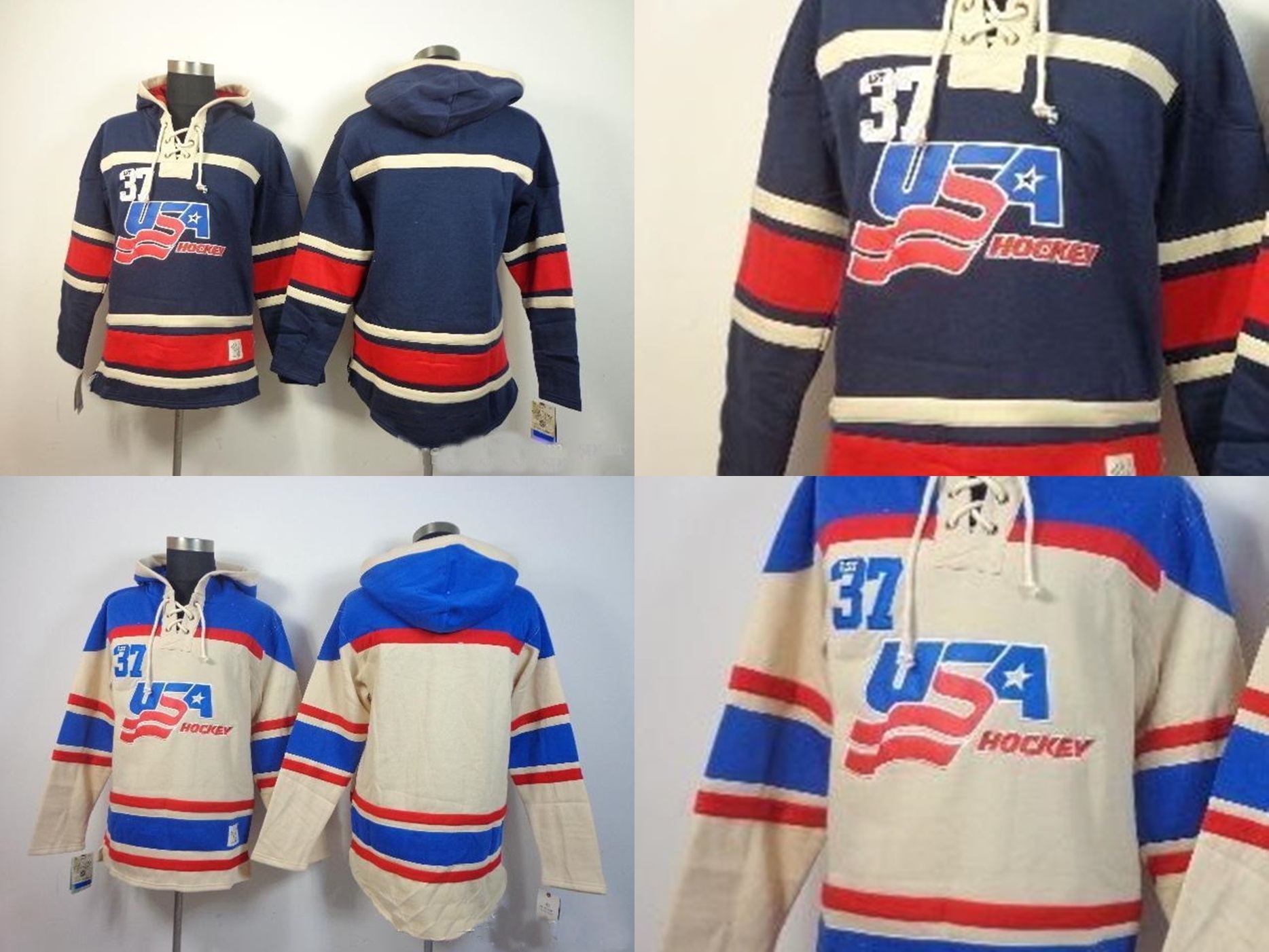 

2016 New Retail Factory Price 2014 New Old Time Hockey 2014 Olympic Team USA Blank No number Fleece Hoodie Jerseys Embroidered Logos, Beige