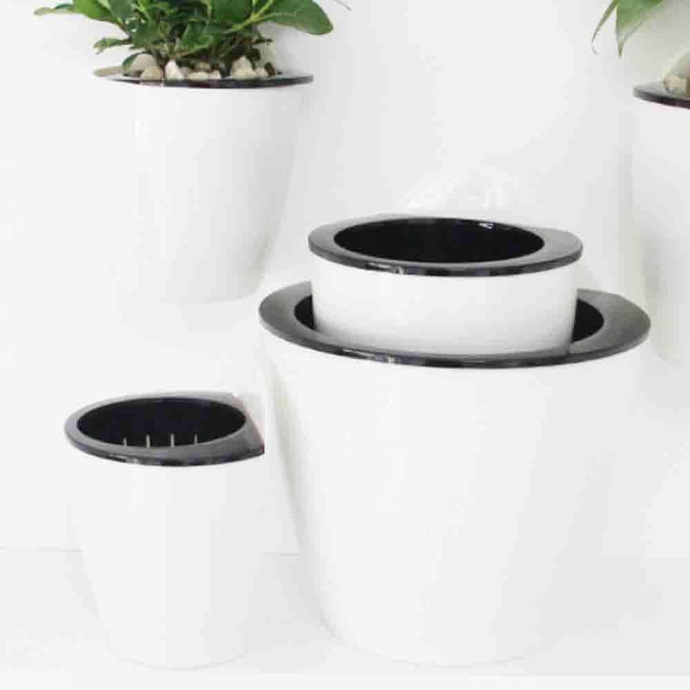 

3 Pack Elegant White Plastic Self Watering Wall Planter Hanging Planter White Flower pot For Home Decoration-(S,M,L )