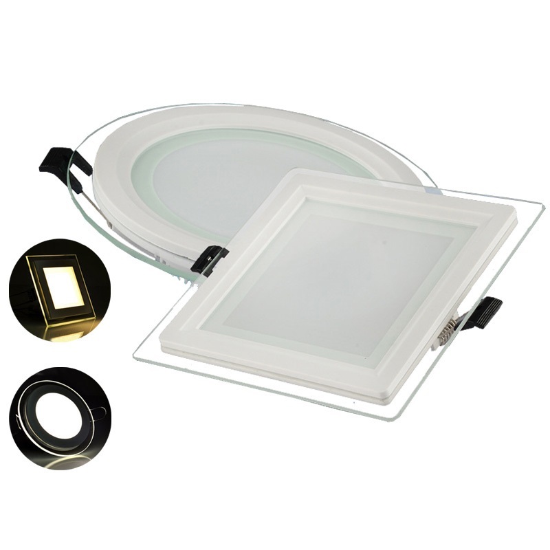 

Free Shipping Dimmable Glass Panel Led Lighs 9W 18W 25W Led Panel Light Round Square Shell Glass Led Downlights IP44 AC 110-240V