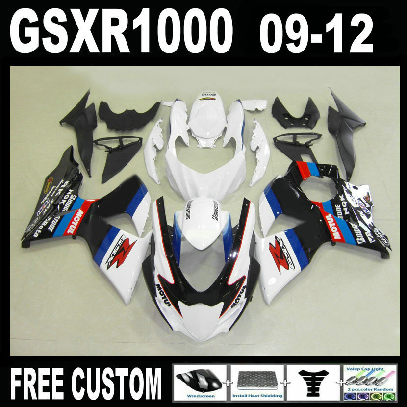 

Injection mold Free 7 gifts fairing kit for Suzuki GSXR1000 09 10 11 12 white black fairings set gsxr 1000 2009-2012 IT25, Same as picture