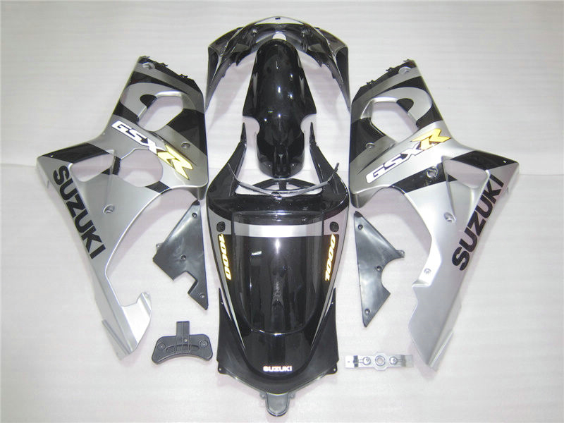 

ABS plastic fairing kit for Suzuki GSXR1000 00 01 02 silver black fairings set GSXR1000 2000 2001 2002 OT15, Same as picture