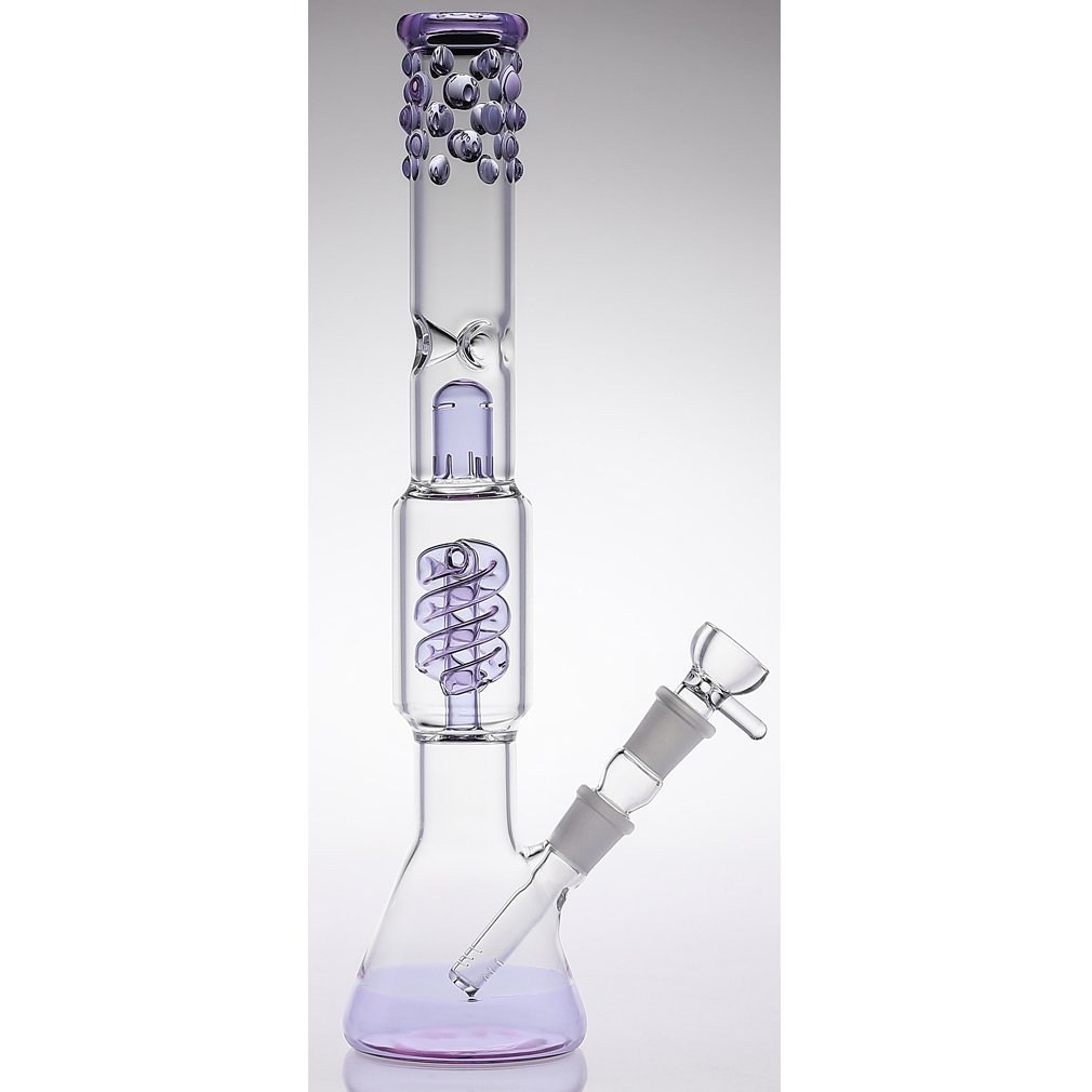 

Newest Glass Water Pipes Handmade Glass Smoking Oil Rigs Tall 38cm Purple Bongs With 14.5mm Joint Size