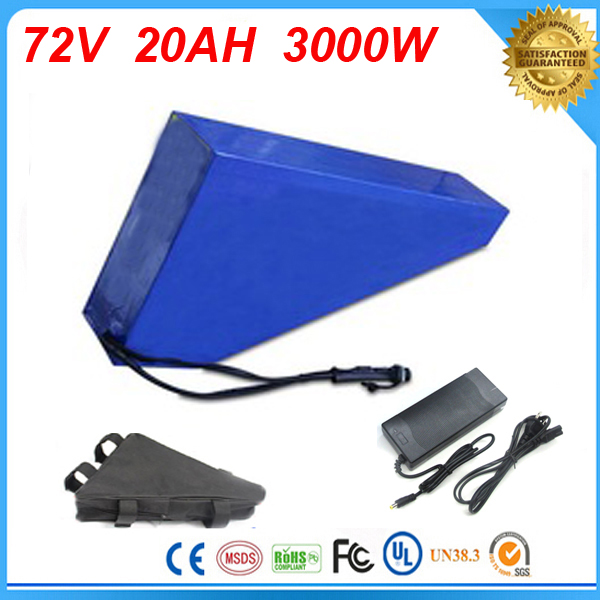 Triangle style 1000times cycle Electric Bike Lithium Ion Battery 72v 20ah charger battery lithium 72v 3000W bike battery For Panasonic Cell-image-394172259