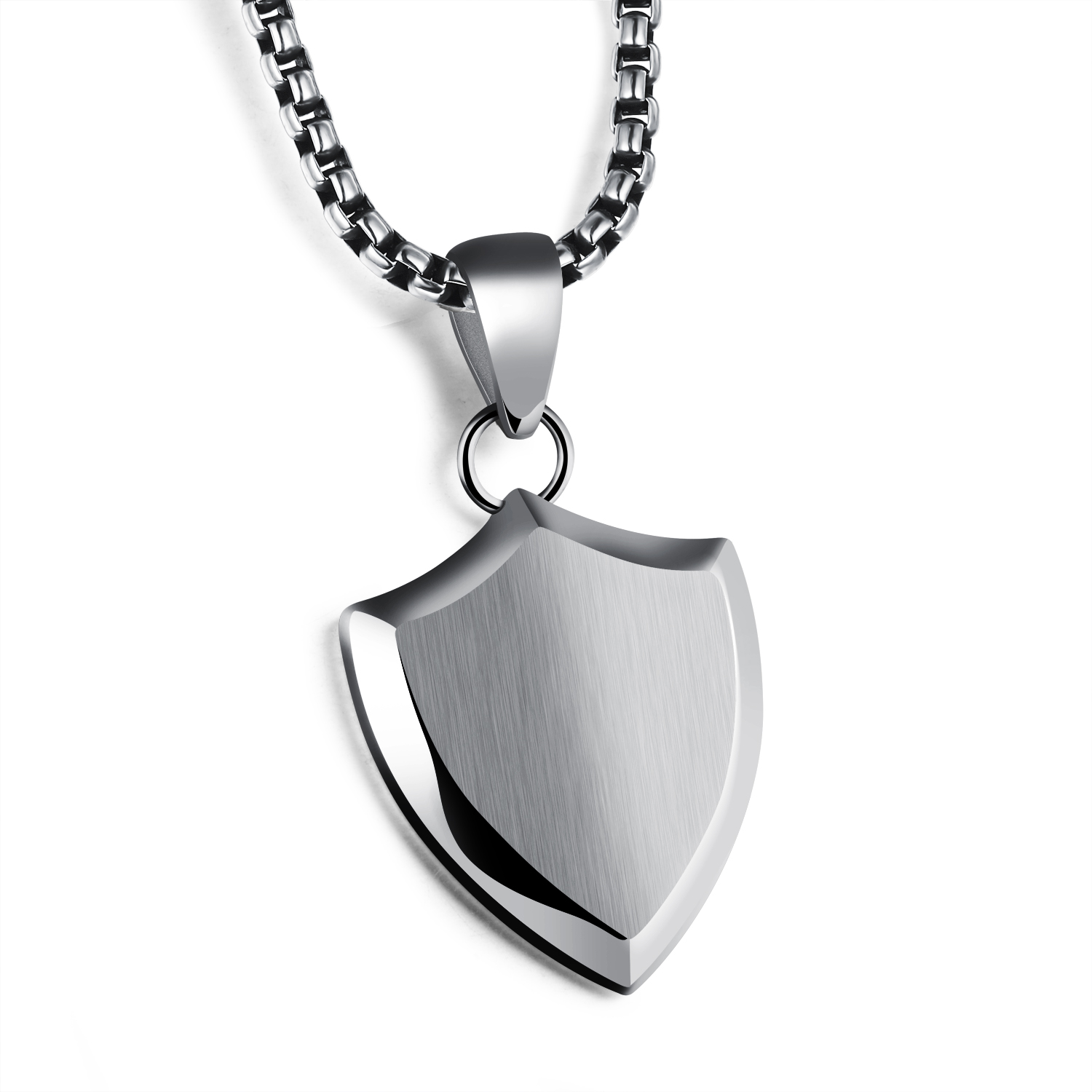 

Custom Engrave 25x30mm Simple Plain Shield Pendants Necklace in Stainless Steel DIY Jewelry - Silver, Gold, Black