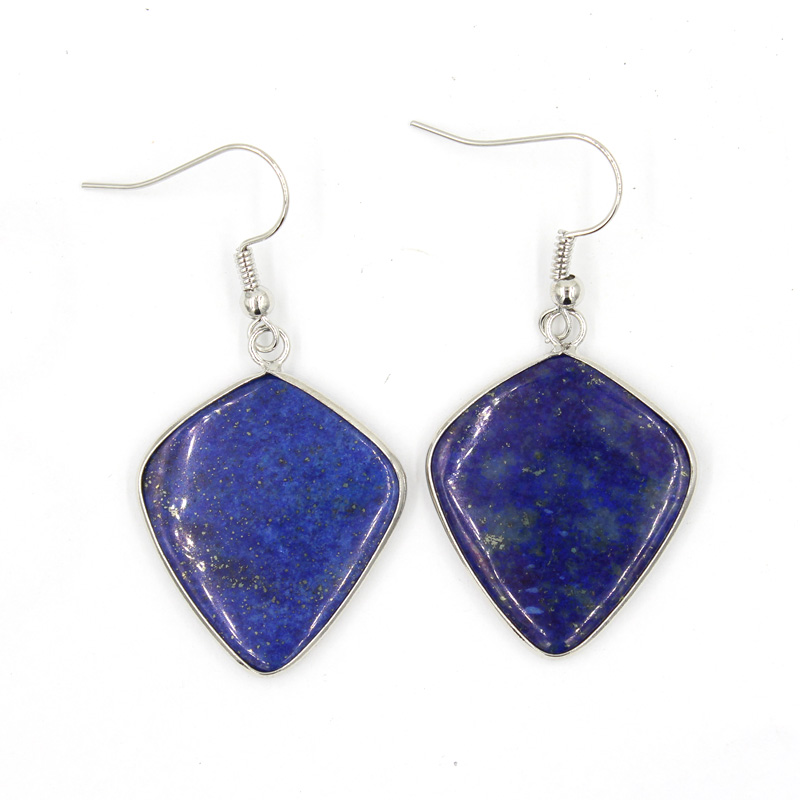 Boucles d'oreilles pendantes pour femmes, plaqué argent, longues, pierre naturelle, accessoires géométriques, breloques à la mode, bijoux pour fi