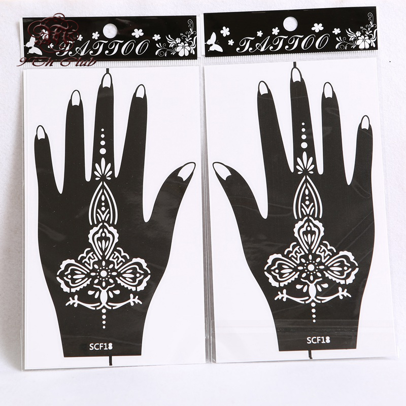 

Wholesale-10 Pair (20pcs) Henna Hand Tattoo Stencil,Flower Glitter Airbrush Mehndi Henna Tattoo Stencils Templates For Body Paint 20*11cm