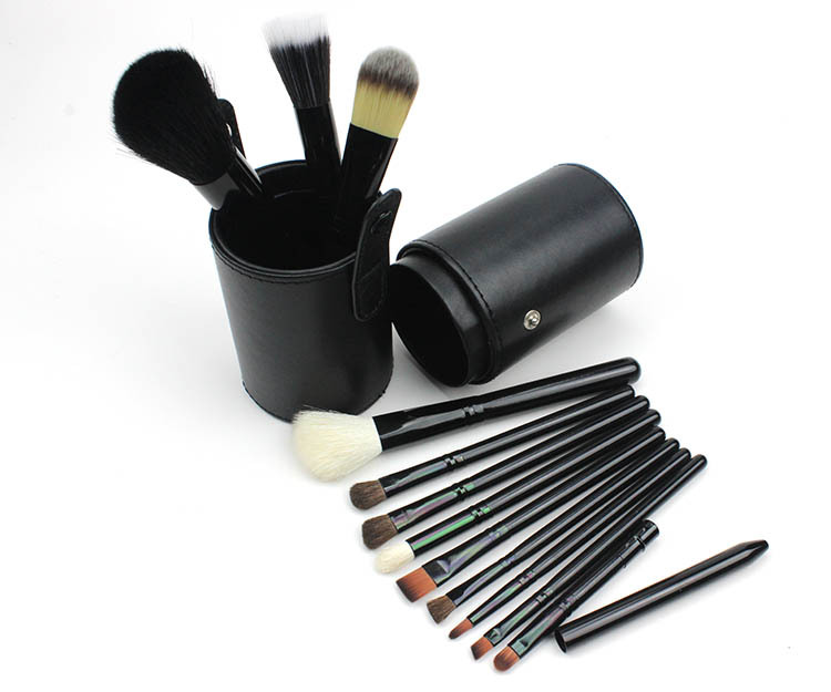

12 PCS Makeup Brush Set+Cup Holder Professional 12 pcs Makeup Brushes Set Cosmetic Brushes With Cylinder Cup Holder 10pcs Free shipping