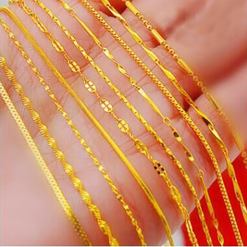 

18 gold plated necklace 24K euro Vietnamese sand gold chain wholesale short paragraph plated true color gold chain clavicle chain