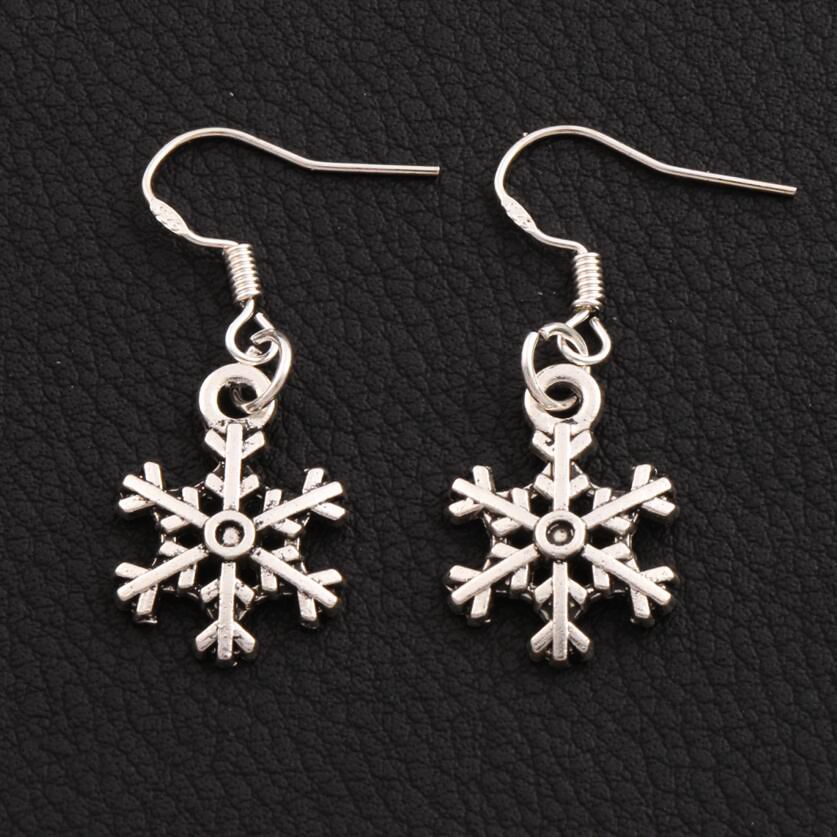 

925 Silver Arched Snowflake Dangle Chandelier Earrings 14.4x35.1mm E794 40pairs/lot