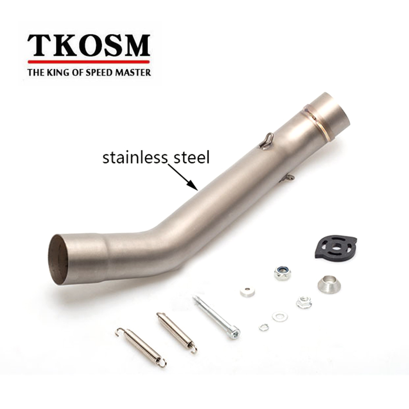 TKOSM Moto Tuyau D'échappement Moyen Silencieux Traversant Pour Kawasaki Z750 Z800 2010 2011 2012 2013 2014 sans Échappement Slip-On