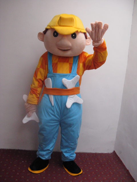 

Hot high quality Real Pictures Deluxe Bob the Builder mascot costume fancy carnival costume free shipping, Yellow