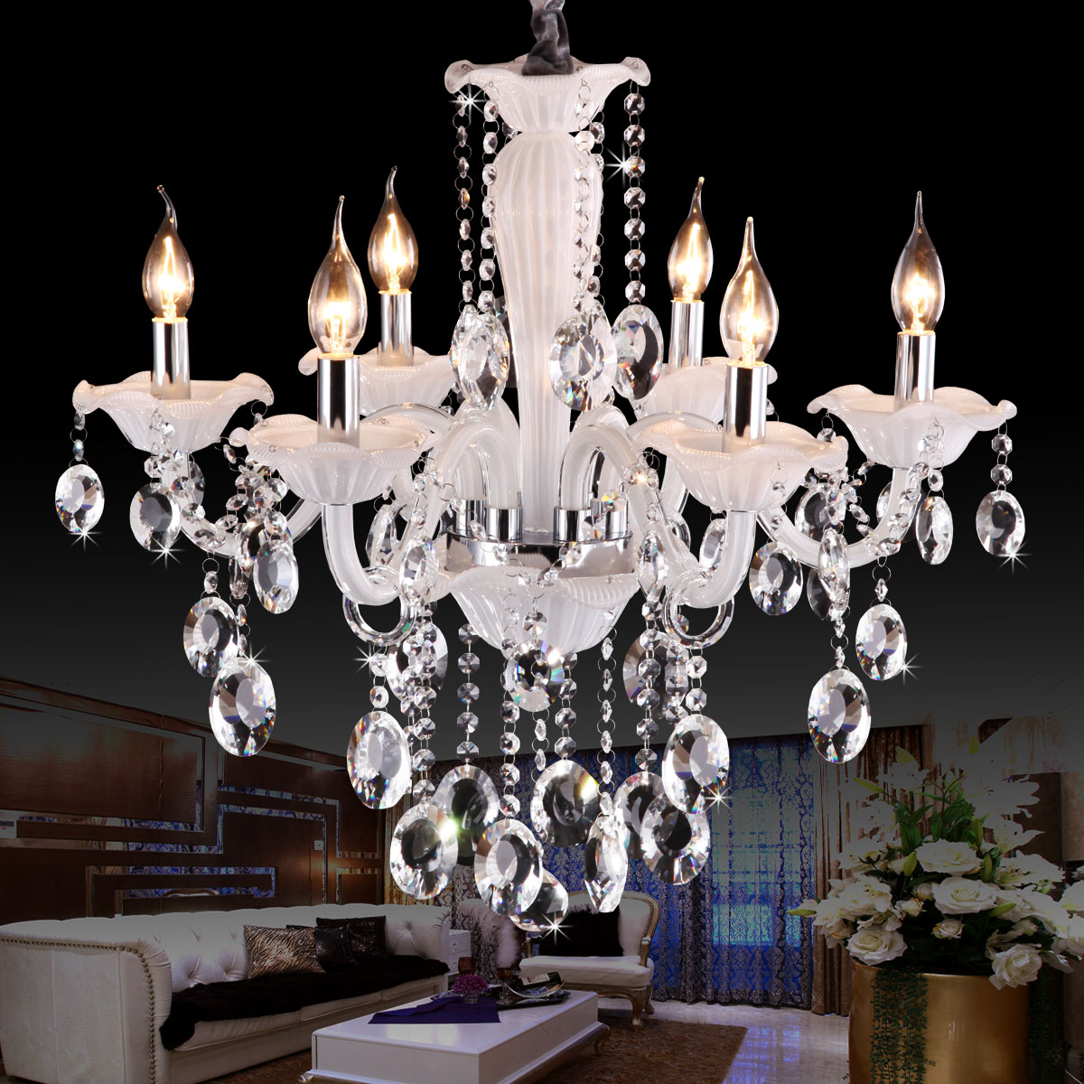 

White chandelier Crystal Lighting Modern crystal chandelier living room lights bedroom lamp k9 crystal Chandelier light