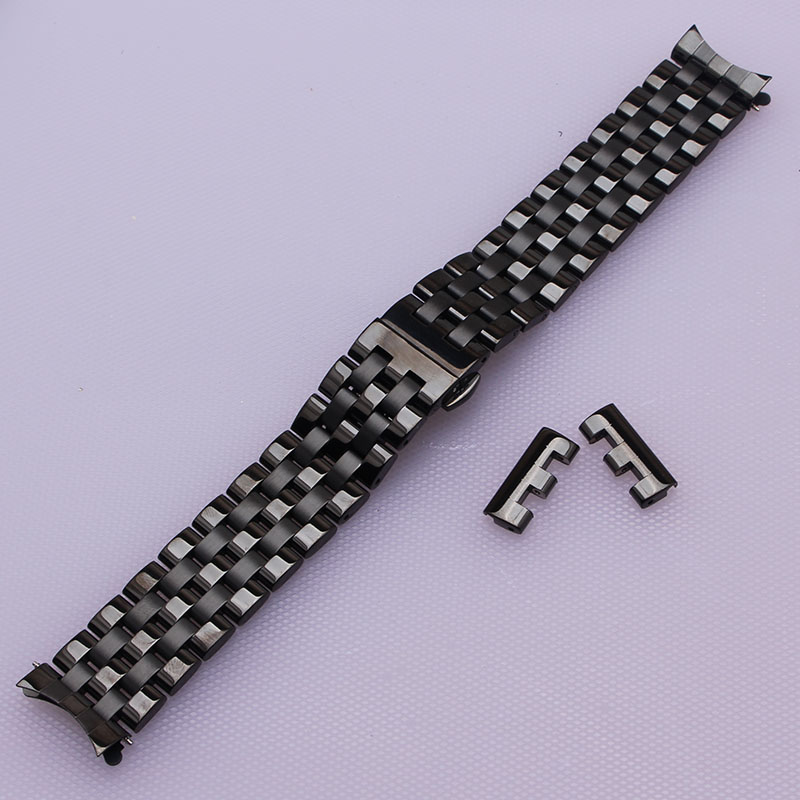 Noir Nouveaux Hommes Noir En Acier Inoxydable Bracelet De Montre Bracelet En Métal Bracelets Pour Hommes Montres Bracelet Remplacement extrémité