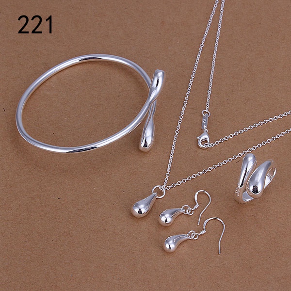 

same price mis style women's sterling silver jewelry sets fashion 925 silver Necklace Bracelet Earring Ring jewelry set GTS61