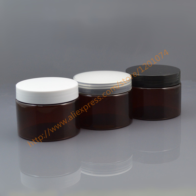 

Cosmetic packaging 150g brown/amber plastic bottle PET Cream jar 150ml Food pot with white/clear/black PP cap